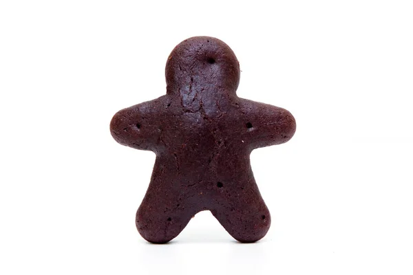Chocolate Gingerbread Man Isolated White Background — Stock Photo, Image