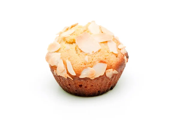 Muffin Con Mandorla Isolata Fondo Bianco — Foto Stock