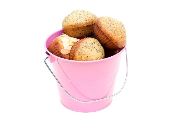 Muffins Bucket Isolated White Background — Stock Photo, Image