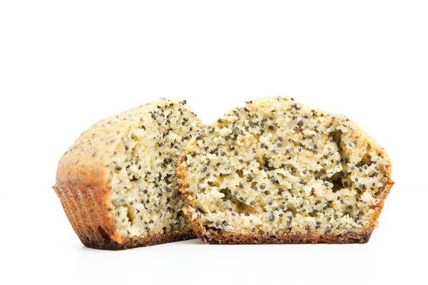 Muffins Met Papaver Geïsoleerd Een Witte Achtergrond — Stockfoto