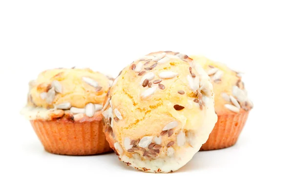 Muffin Con Formaggio Semi Isolati Fondo Bianco — Foto Stock