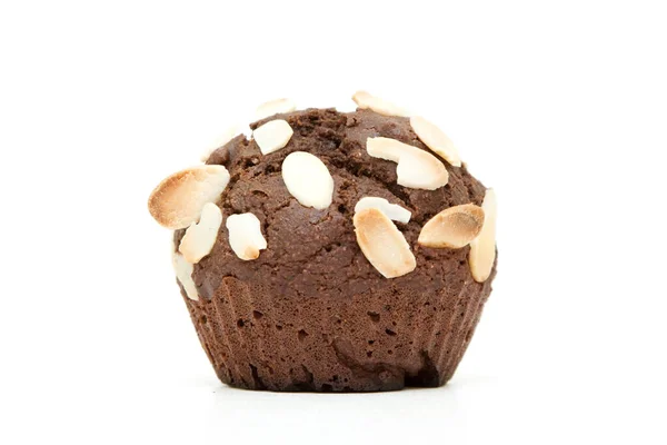 Csokis Muffin Diós Töltelékkel Fehér Alapon Izolálva — Stock Fotó