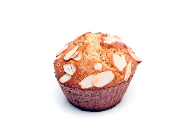 Muffin Aux Arachides Aux Amandes Isolé Sur Fond Blanc — Photo