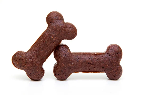 Biscuits Pour Chiens Faits Maison Isolés Sur Fond Blanc — Photo