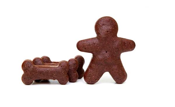 Biscuits Pour Chiens Faits Maison Isolés Sur Fond Blanc — Photo