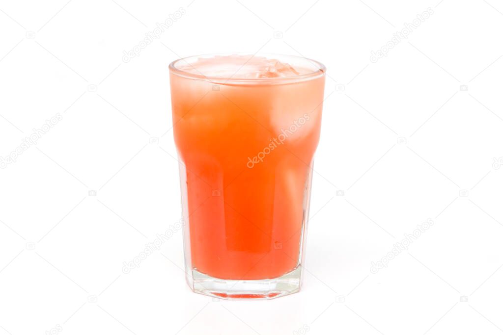 glass of cold drink on white background
