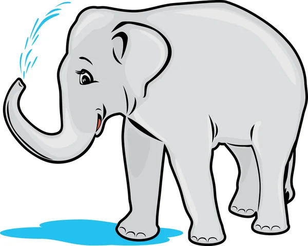 Bain d'éléphant isolé sur le blanc — Image vectorielle