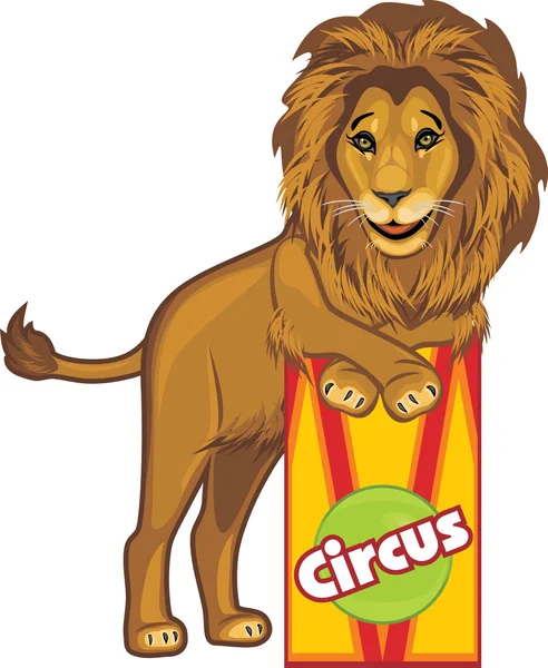 León de circo aislado en el blanco — Vector de stock