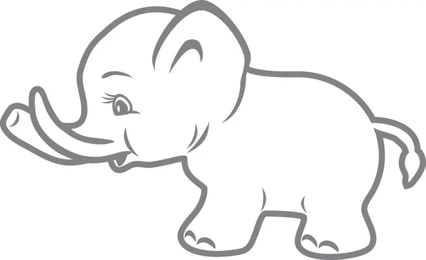 Baby-olifant. Omtrek tekenen — Stockvector