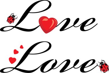 Sevgi. Kalpli ve uğur böcekli şenlikli tasarım