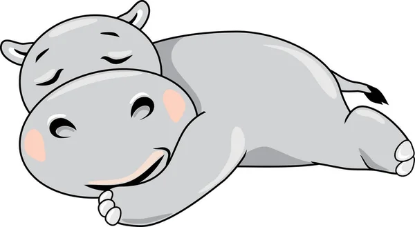 Bonito Hipopótamo Adormecido Isolado Branco — Vetor de Stock