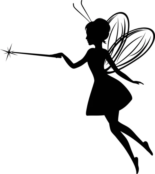 Fairy Silhouette Simple Drawing Design — Stock Vector