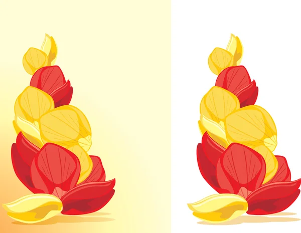 Pétales de rose rouge et jaune — Image vectorielle