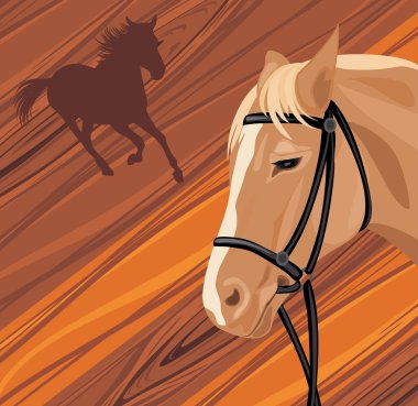 Horse head on the wooden background clipart