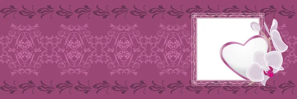 Ornamental purple border with heart to the Valentines day — Stock Vector