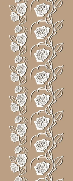 Bordure décorative sans couture avec des roses stylisées — Image vectorielle