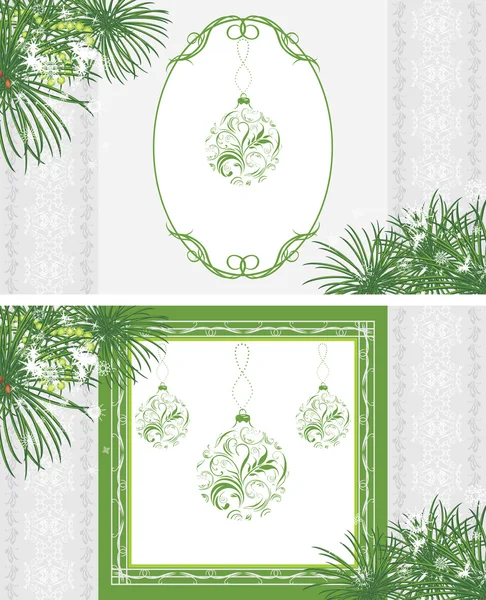 Декоративные рамки с рождественскими шарами — стоковый вектор