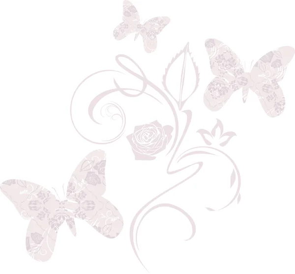 Farfalle ornamentali stilizzate. Elemento decorativo — Vettoriale Stock