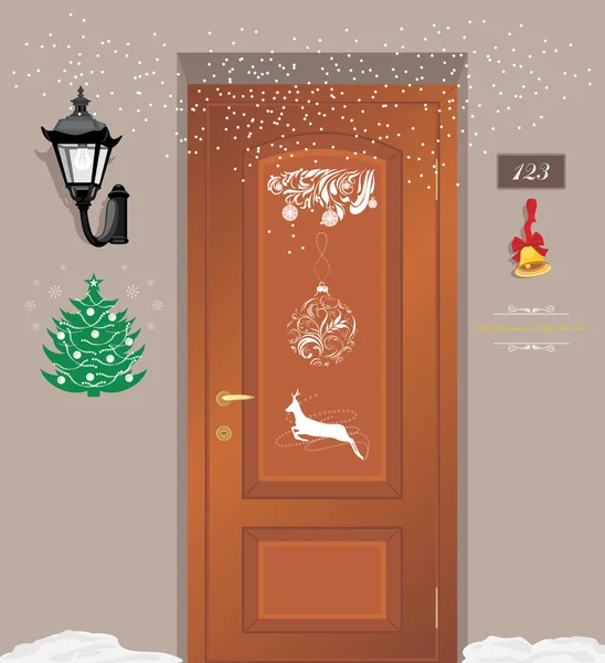 Door Christmas decoration — Stock Vector