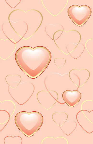 Fondo rosa sin costuras con corazones para envolver — Vector de stock