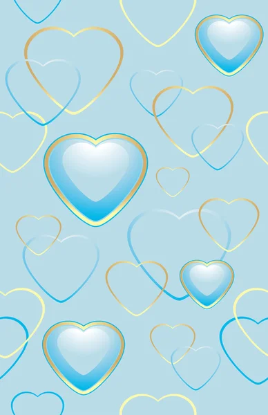 Nahtloser blauer Hintergrund mit Herzen zum Einwickeln — Stockvektor