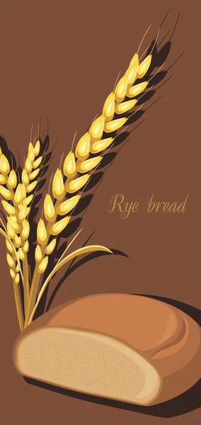 Çavdar ekmeği ve buğday kulaklar. Kaydırma için etiket — Stok Vektör