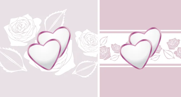 Zierleisten mit Herzen und stilisierten Rosen — Stockvektor