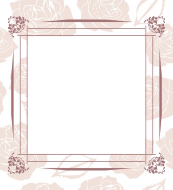 Stilize Güllü sorunsuz arka plan üzerinde dekoratif çerçeve