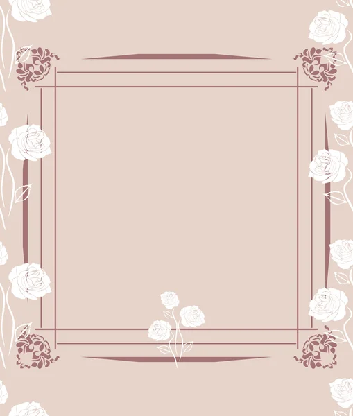 Marco floral decorativo con rosas estilizadas — Vector de stock