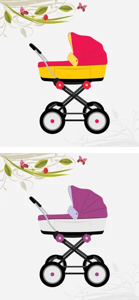 Barnvagn för flicka och pojke — Stock vektor