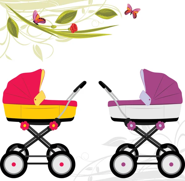 Zwei Kinderwagen — Stockvektor