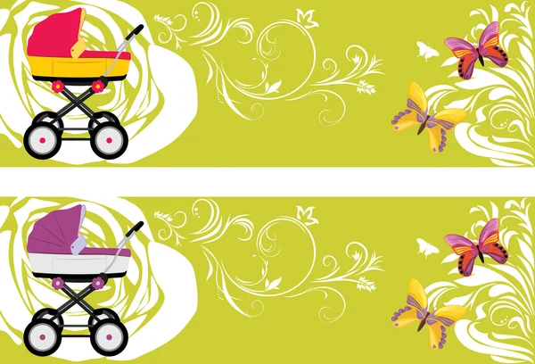Kinderwagen. Dekorative Banner für Design — Stockvektor