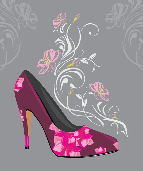 Zapatos femeninos elegantes de color púrpura estilizado — Vector de stock