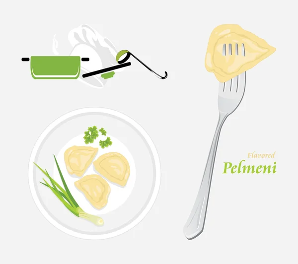 Flavored pelmeni. Template for menu design — Stock Vector