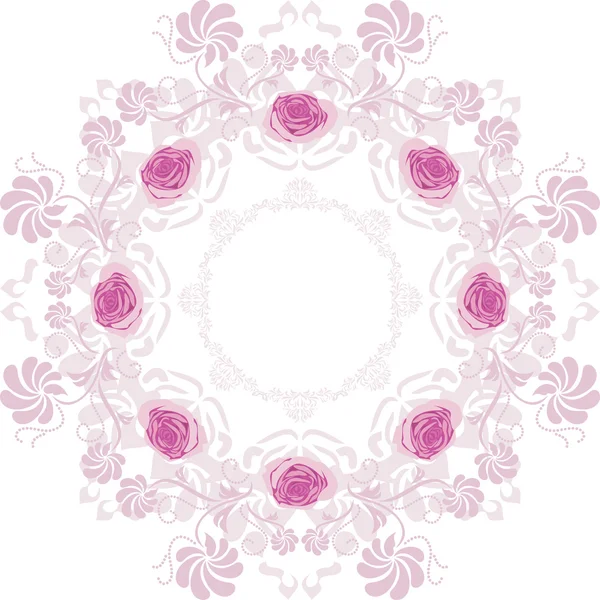 Elemento circolare ornamentale viola con rose — Vettoriale Stock