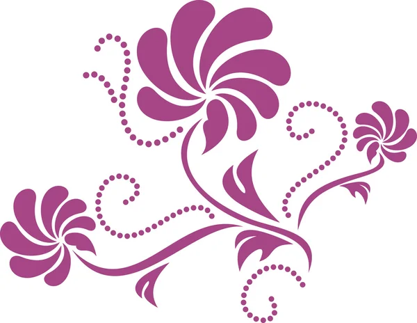 Elemento viola floreale isolato sul bianco — Vettoriale Stock