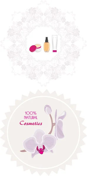 Produtos cosméticos naturais. Etiquetas — Vetor de Stock