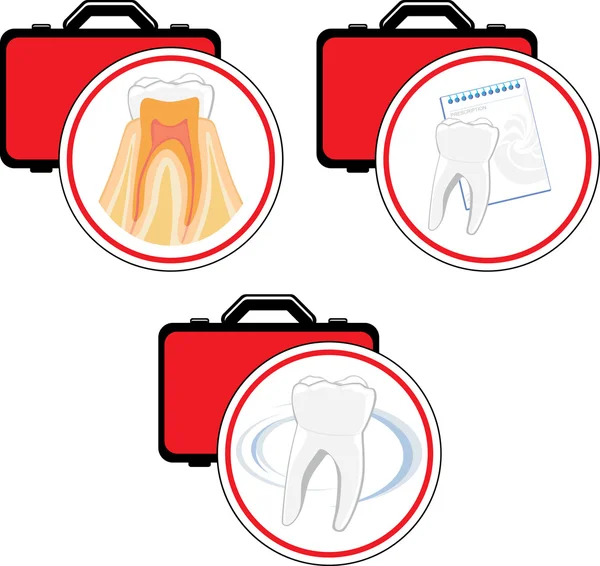 Soins dentaires d'urgence. Icônes — Image vectorielle