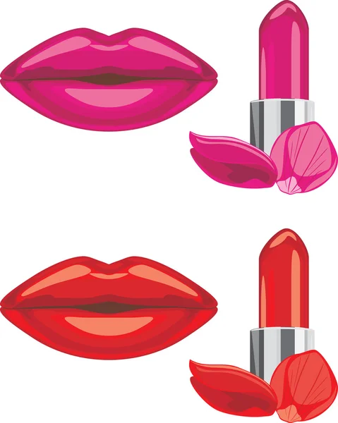 Rouge à lèvres rouge et rubis brillant — Image vectorielle