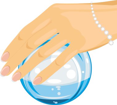 Crystal ball in a female hand clipart