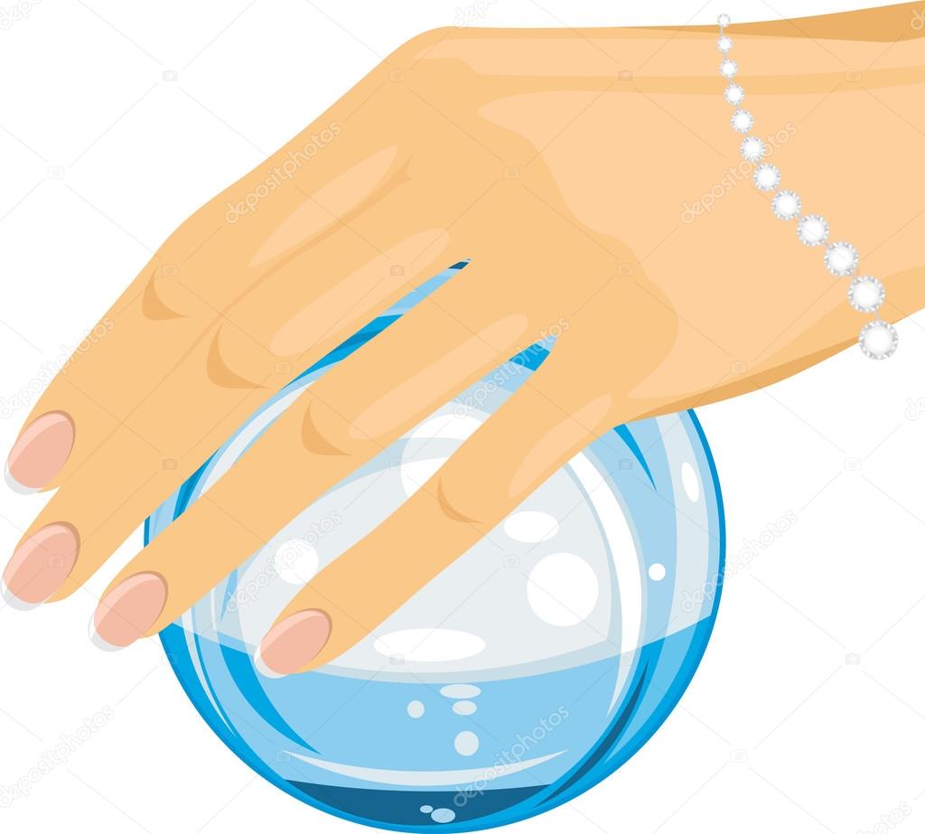 Crystal ball in a female hand