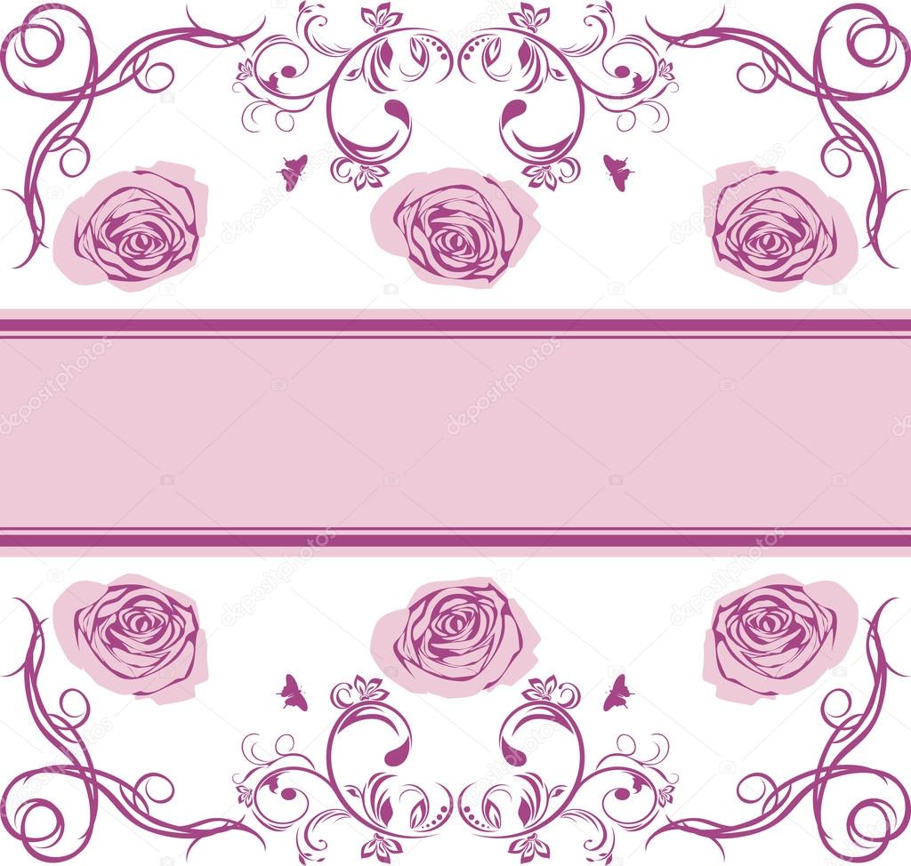 Ornamental border with stylized roses for a event design