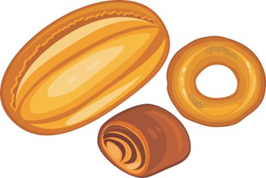 Somun, bun ve üzerinde beyaz izole simit