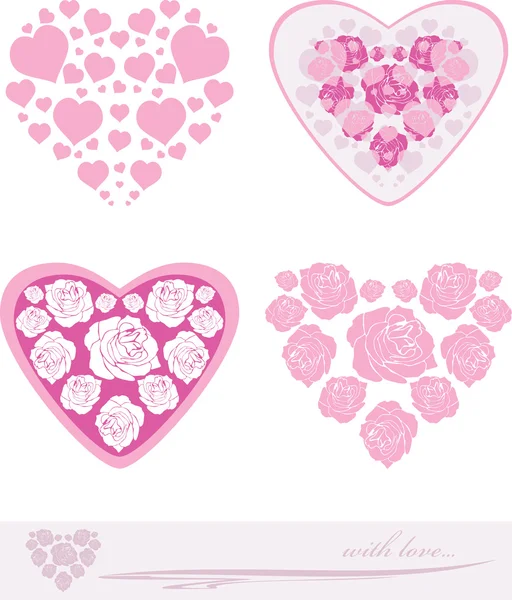 Stylized pink hearts. Decorative elements for event design — Stock Vector