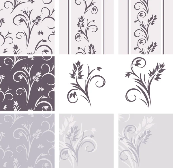 Eléments floraux décoratifs pour un design vintage — Image vectorielle