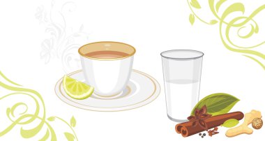 Masala tea and spices clipart