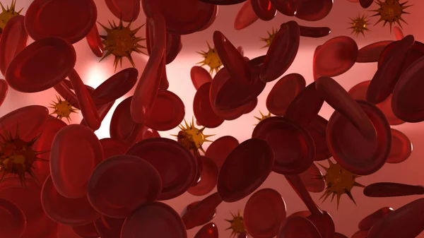 Sang Avec Cellules Sanguines Bactéries Parasites Gros Plan — Photo