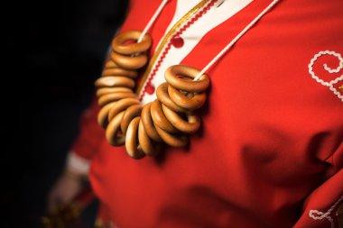 Simit bir ip üzerinde bir demet.