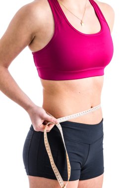 Beyaz arka plan üzerinde izole ince kız