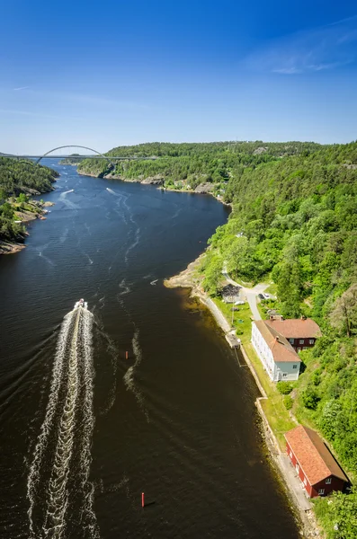 Svinesund fjord- vista da ponte velha — Fotografia de Stock